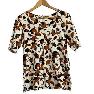 Chico's Alabaster Floral Everyday 100% Cotton Knit Top Size 1